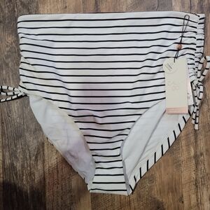 CALIA by Carrie Underwood Striped High-Rise Bikini Bottom